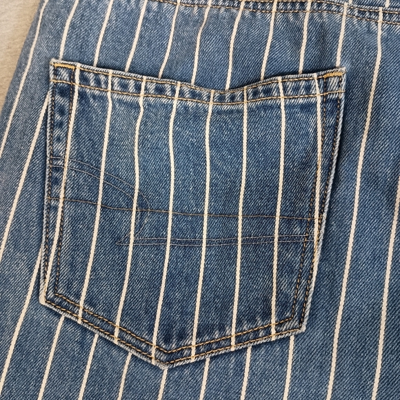 American Eagle Women's Size 10 Blue White Striped High-Rise 32x27 Mom Jeans - Picture 8 of 12